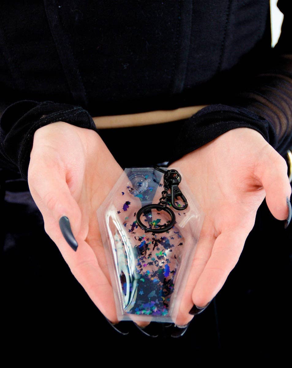 Liquid Glitter Coffin Keychain - Haunting Hour