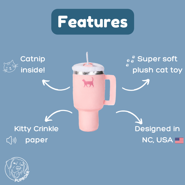 Kitty Cup Cat Tumbler Toy with Catnip & Crinkle Paper: Peach Pink Dust