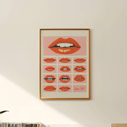 Kiss Me! 1970's Inspired Lips Art Print: 8x10
