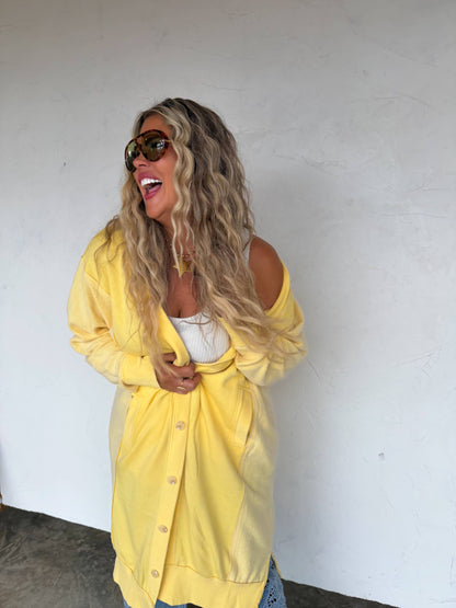 SPRING DESI SWEATSHIRT CARDIGAN: YELLOW