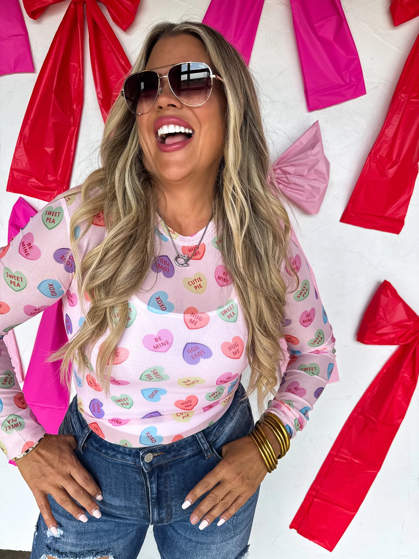 Valentines Convo Hearts Mesh Top