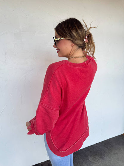 JOSS WASHED SWEATSHIRT: MOCHA
