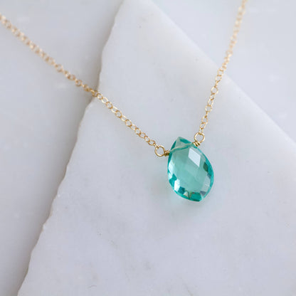 Aquamarine Quartz Necklace - Gold Filled