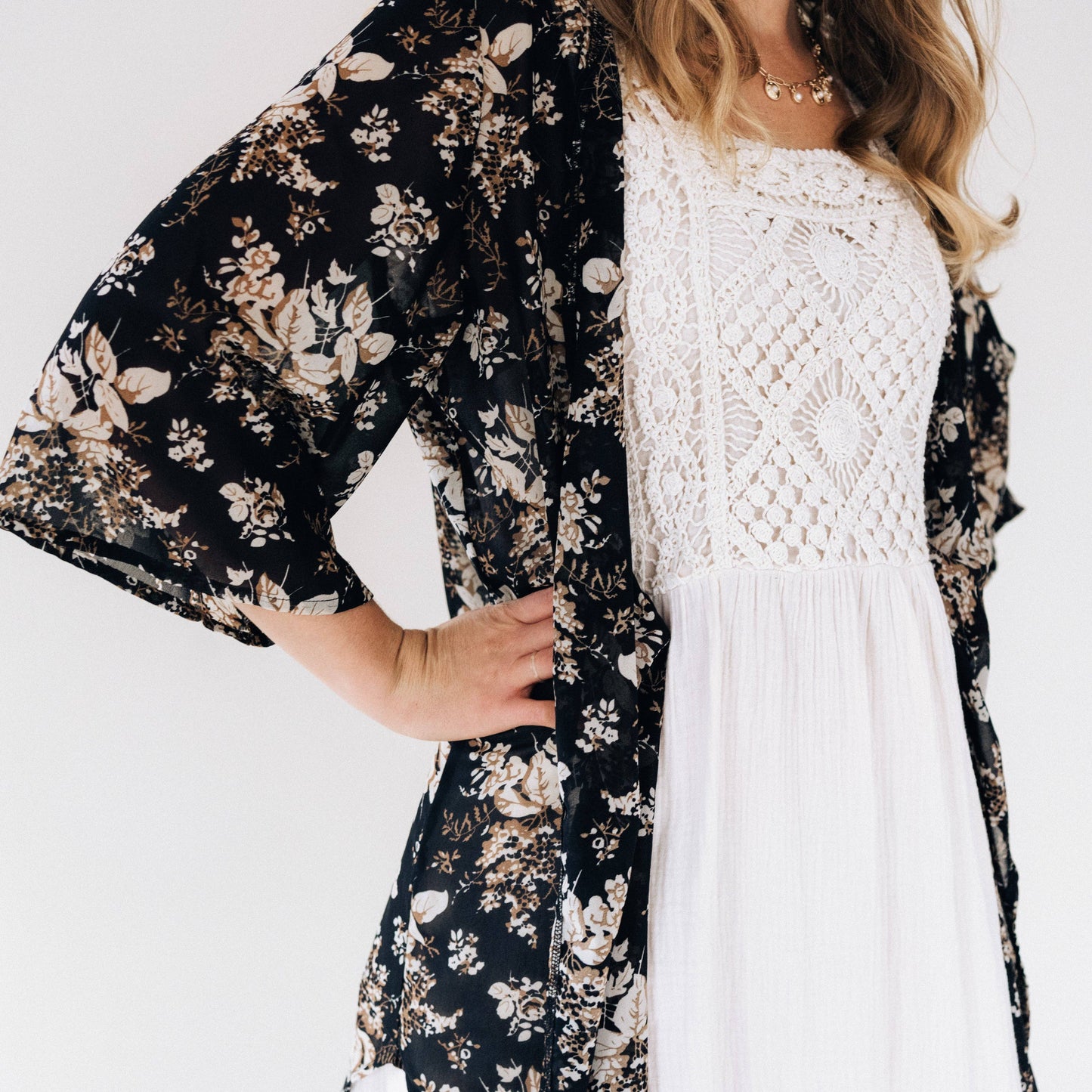 Black Floral Duster