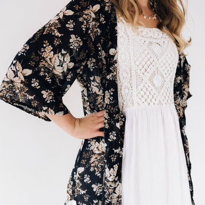 Black Floral Duster