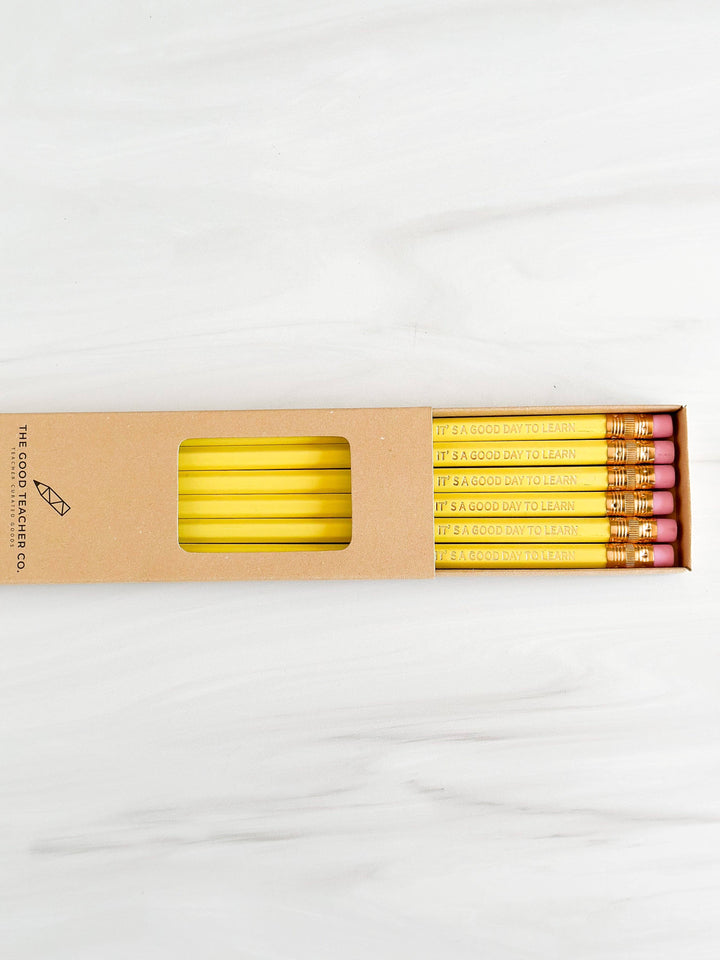Set of 6 'Today is a Good Day to Learn' Hex Pencils | Sharpe
