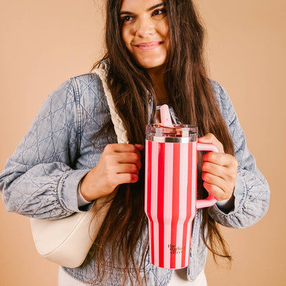 40 oz Lifestyle Flip Straw Tumbler-Peppermint Stripes