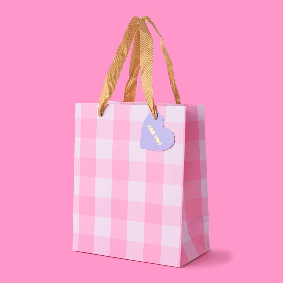 Gift Bags - Pink Gingham: Medium