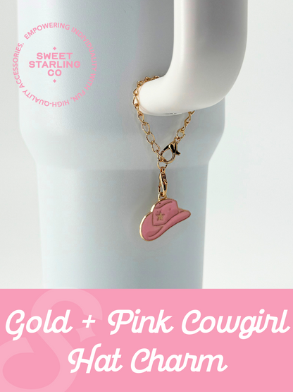 Gold + Pink Cowgirl Hat Charm