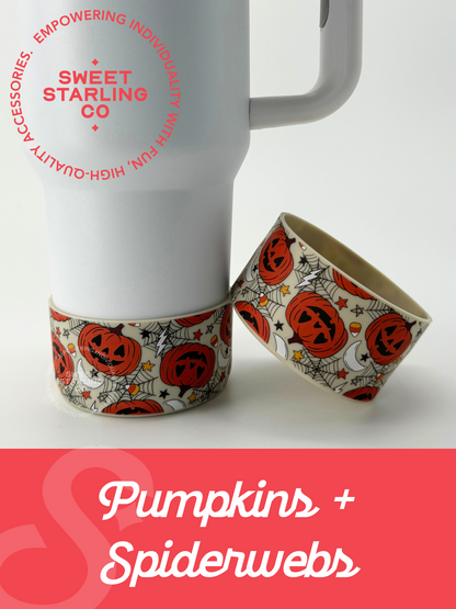 Pumpkins + Spiderwebs Tumbler Boots