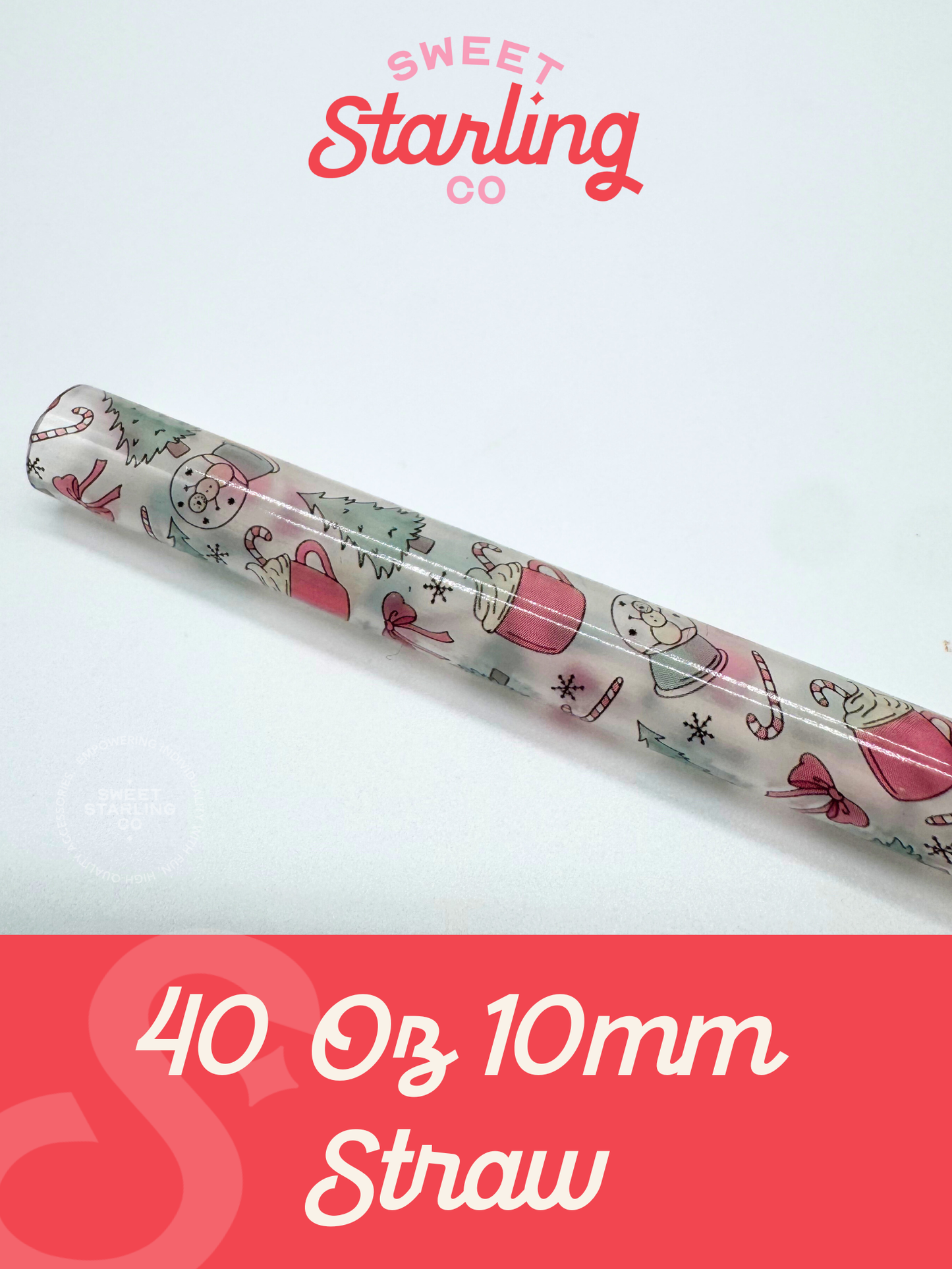 Snowglobes 40 oz Reusable Straw- Wide Fit