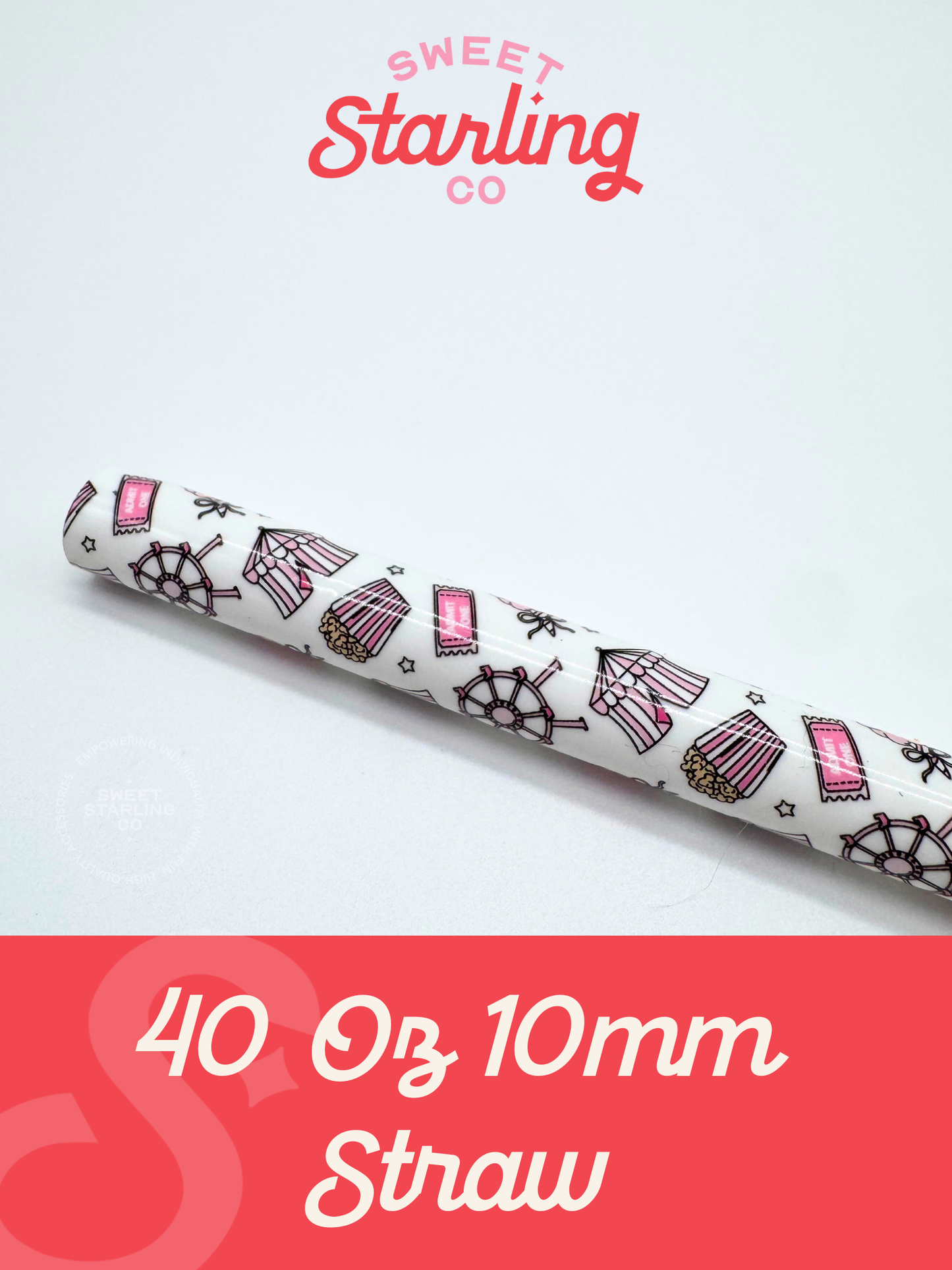 Pink Carnival 40 oz Reusable Straw- Wide Fit