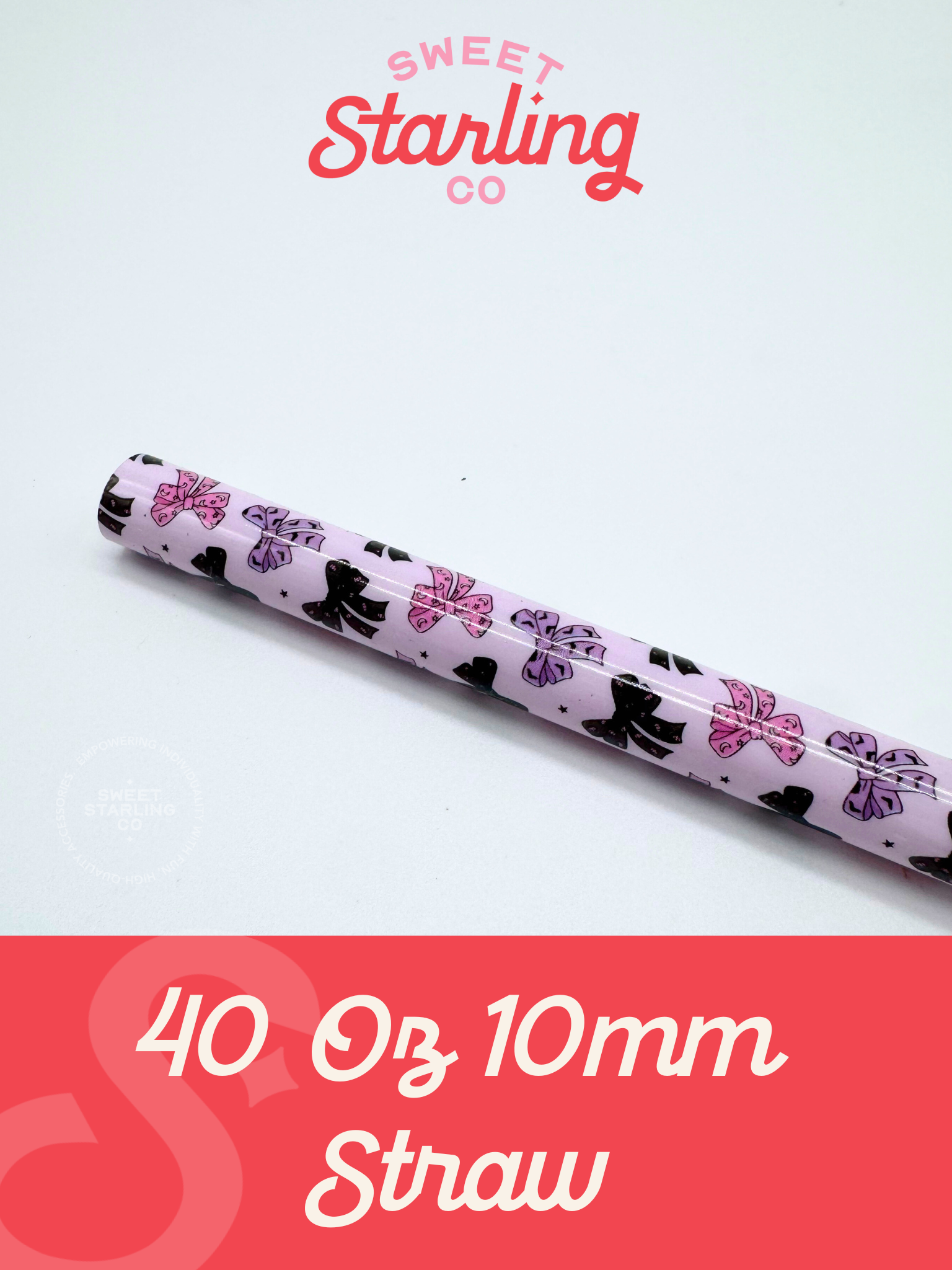 Spooky Bows 40 oz Reusable Straw- Wide Fit