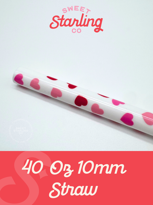 Valentines Hearts 40 oz Reusable Straw- Wide Fit