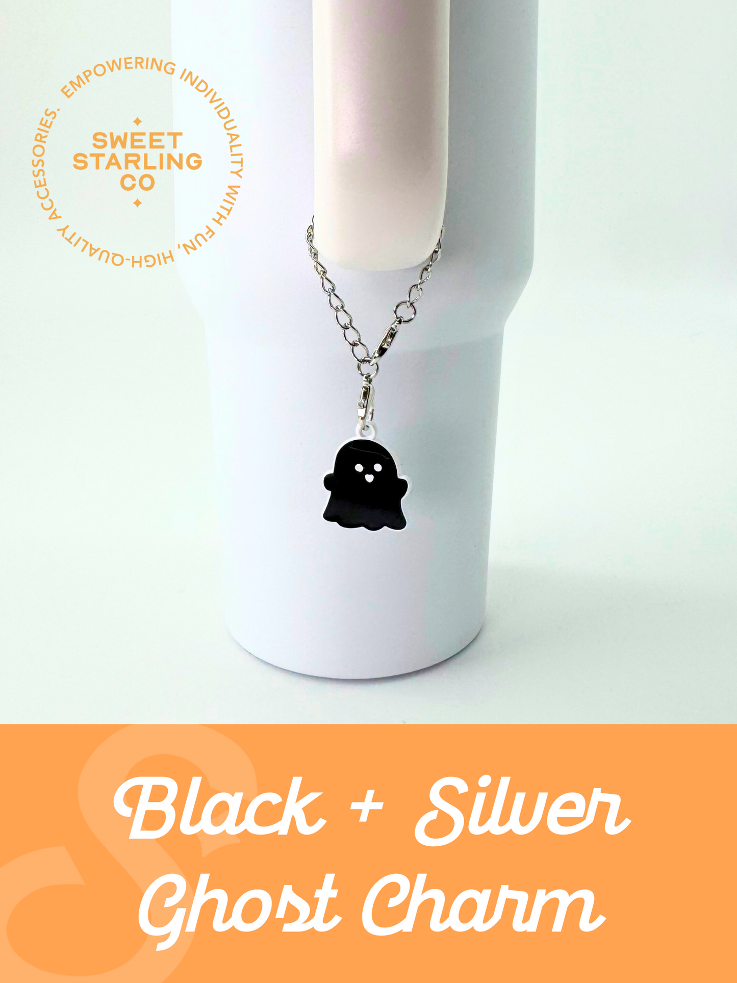 Black + Silver Ghost Charm