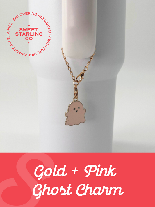 Gold + Pink Ghost Charm