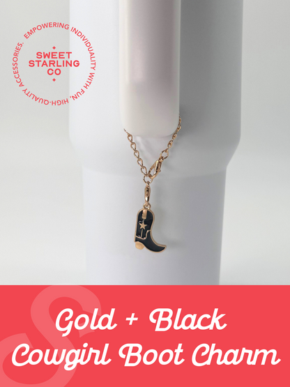 Gold + Black Cowgirl Boot Charm