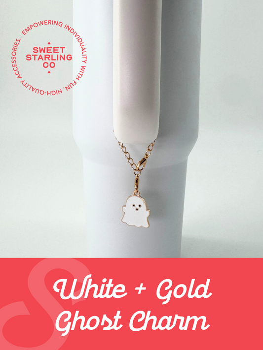 Gold + White Ghost Charm