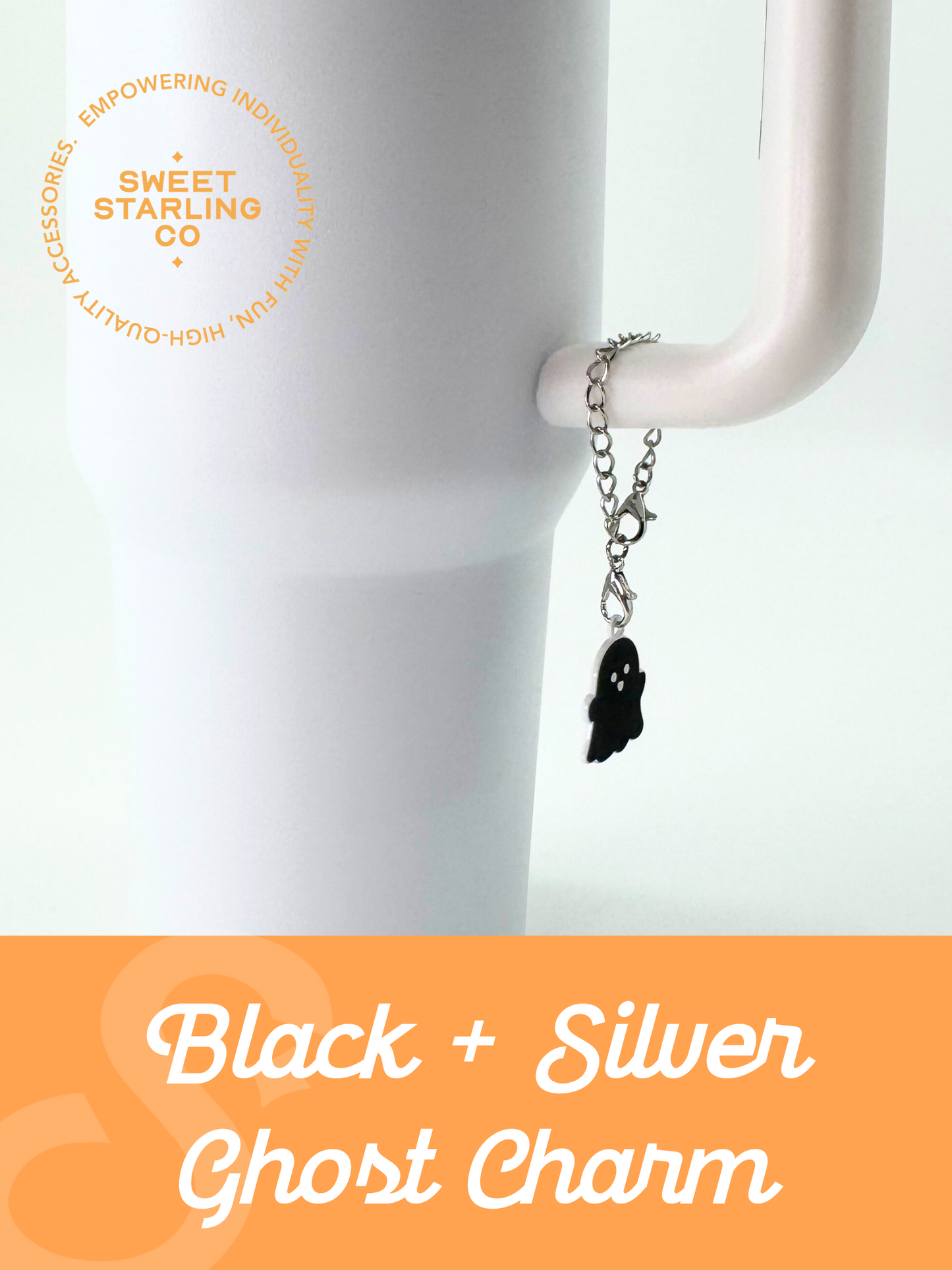 Black + Silver Ghost Charm