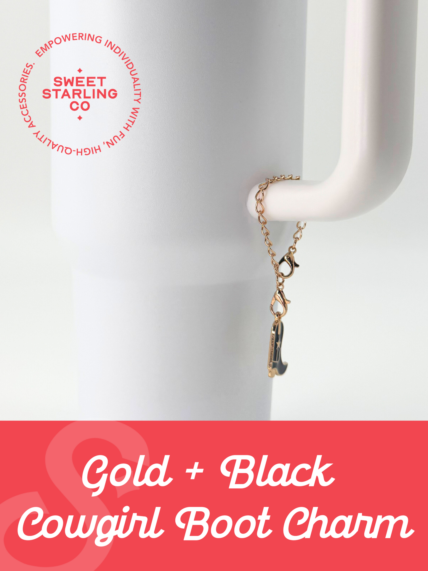 Gold + Black Cowgirl Boot Charm