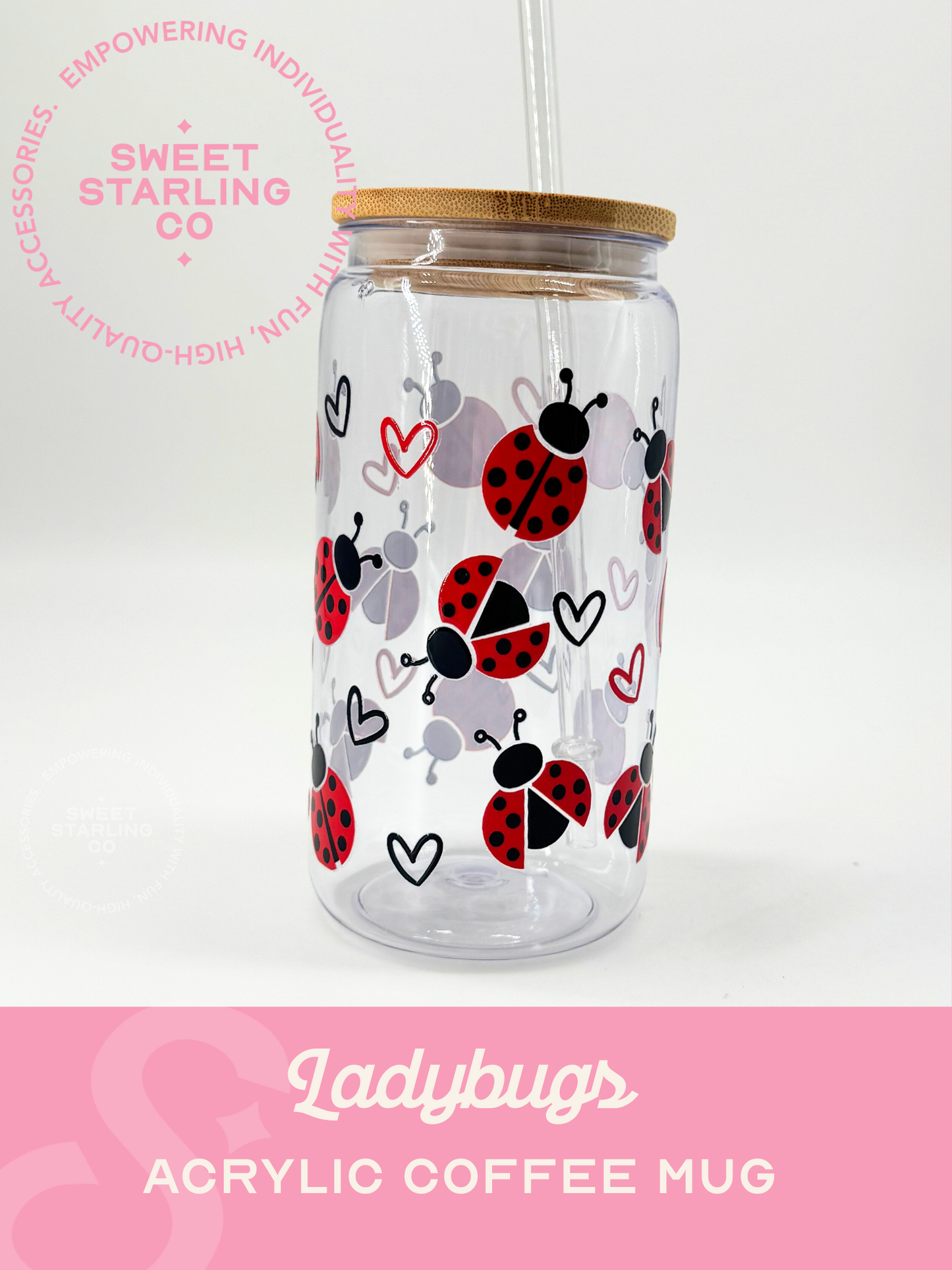 16 oz Coffee Can: Ladybugs
