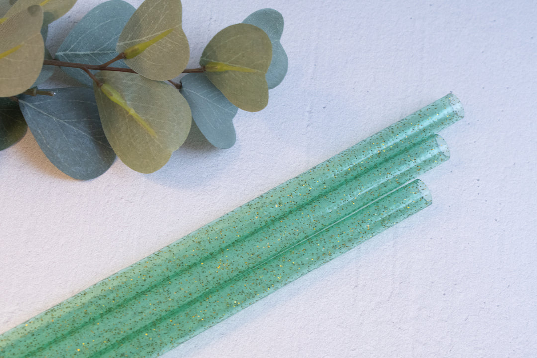 Green Glitter 40 oz Reusable Straws-Wide Fit