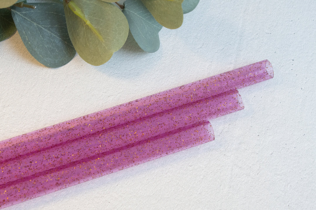 Purple Glitter 40 oz Reusable Straws- Wide Fit