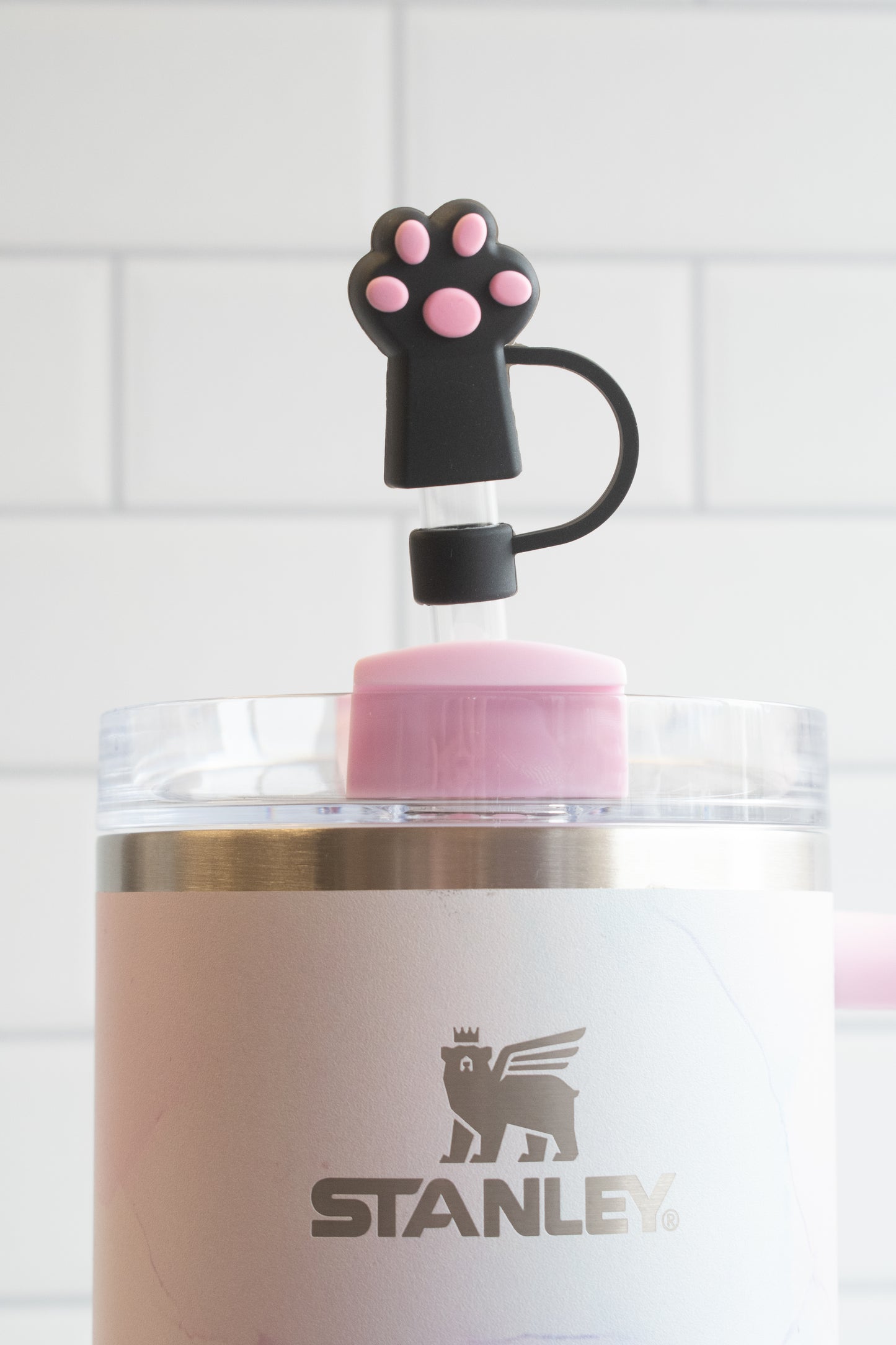 Black Kitty Paw Straw Topper