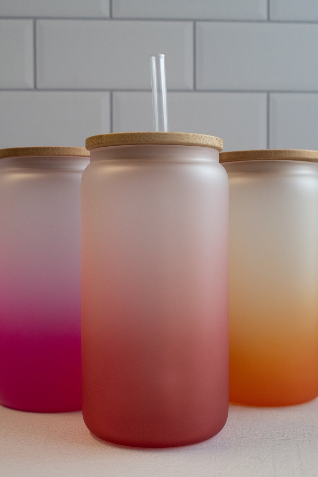 16 Oz Ombre Frosted Glass