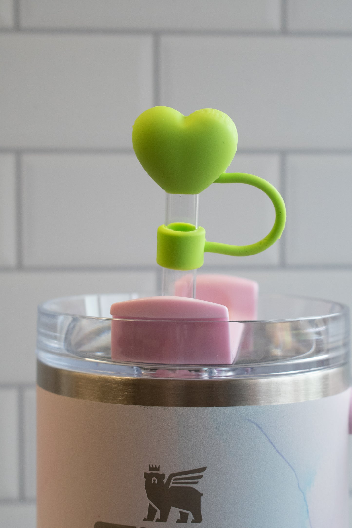 Green Heart Straw Topper