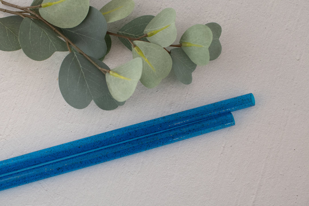 Blue Glitter 40 oz Reusable Straws-Wide Fit