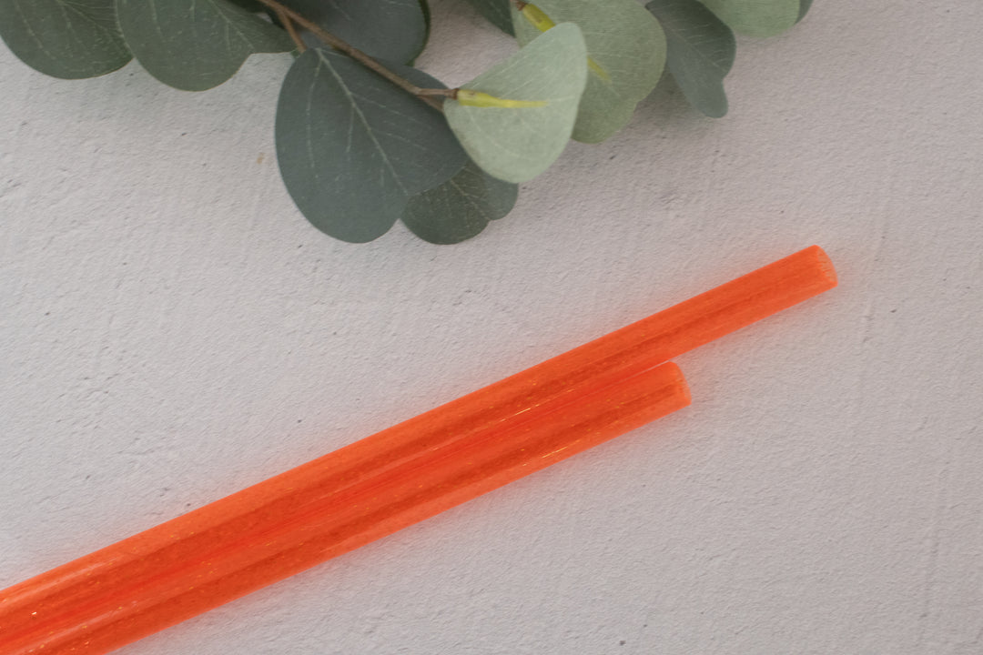 Orange Glitter 40 oz Reusable Straws-Wide Fit
