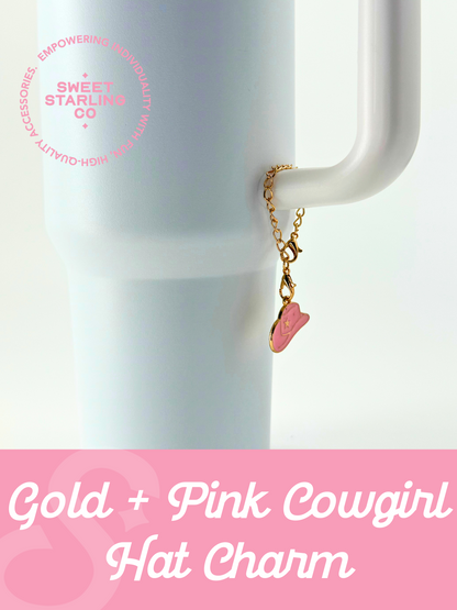 Gold + Pink Cowgirl Hat Charm