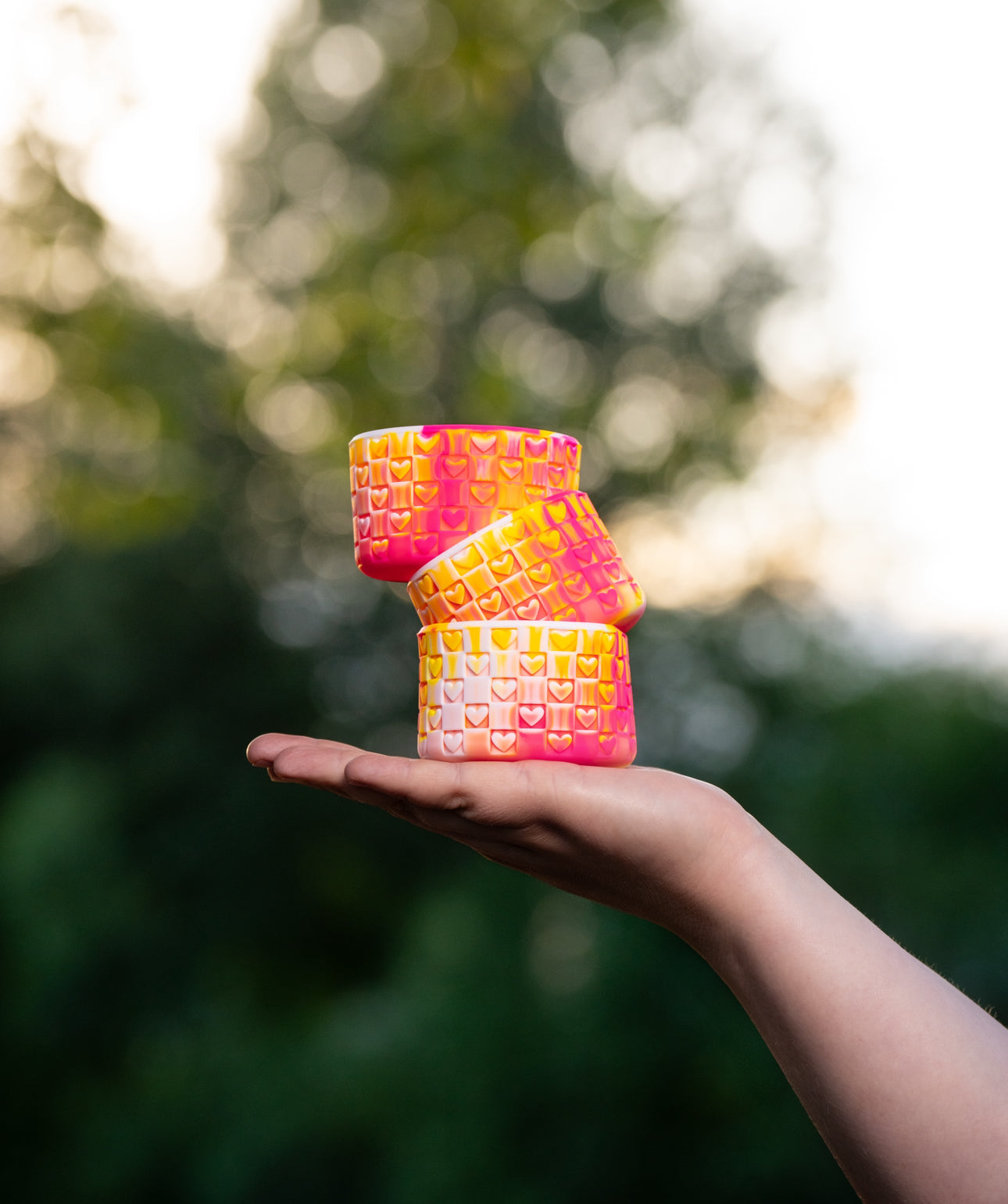 Checkered Hearts Tumbler Boots: Guava Sunrise