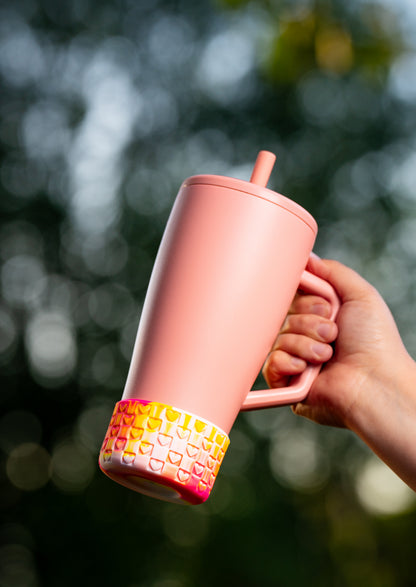 Checkered Hearts Tumbler Boots: Guava Sunrise