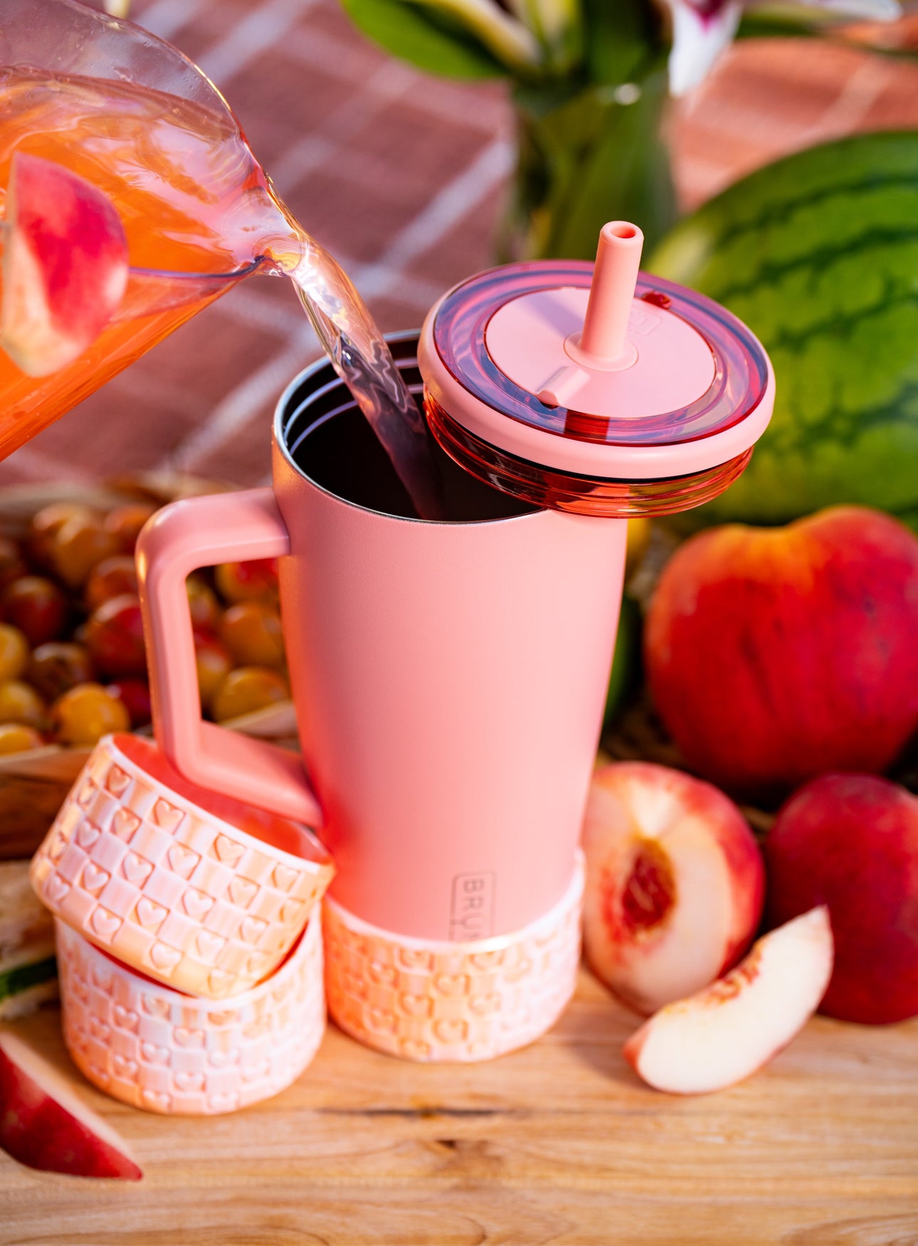 Checkered Hearts Tumbler Boots: Peaches and Cream