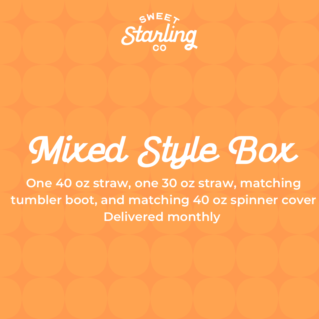 Mixed Style Monthly Box Subscription: Straws + Matching Boot + Spinner Cover