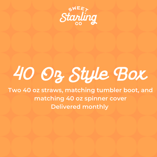 40 Oz Style Monthly Box Subscription: Straws + Matching Boot + Spinner Cover