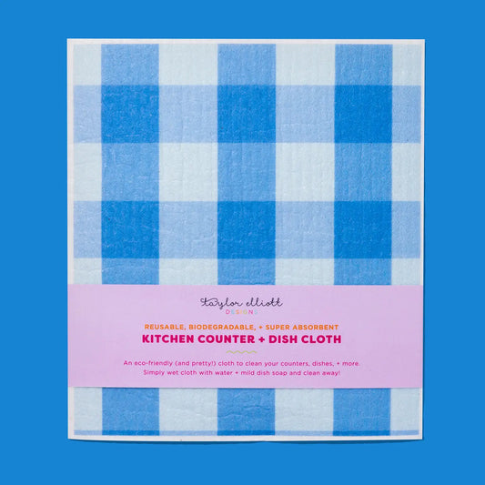 Biodegradable Dish Cloth - Blue Gingham