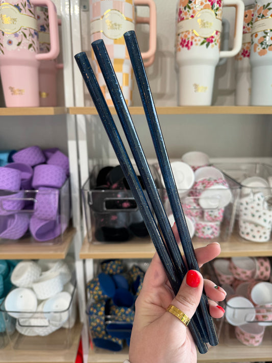 Midnight Blue Glitter 40 oz Reusable Straws-Wide Fit