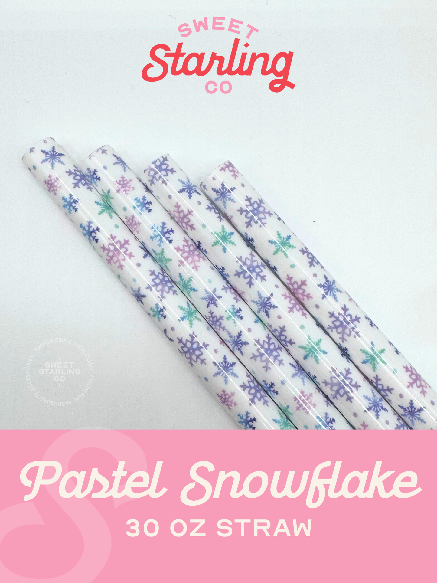 Pastel Snowflake 30 oz Reusable Straw- Wide Fit