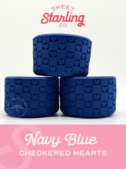 Checkered Hearts Tumbler Boots: Navy Blue