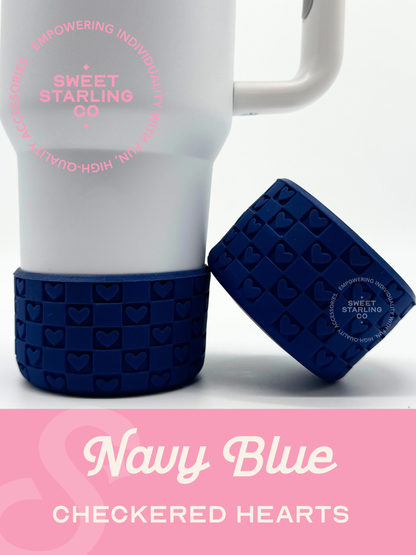 Checkered Hearts Tumbler Boots: Navy Blue