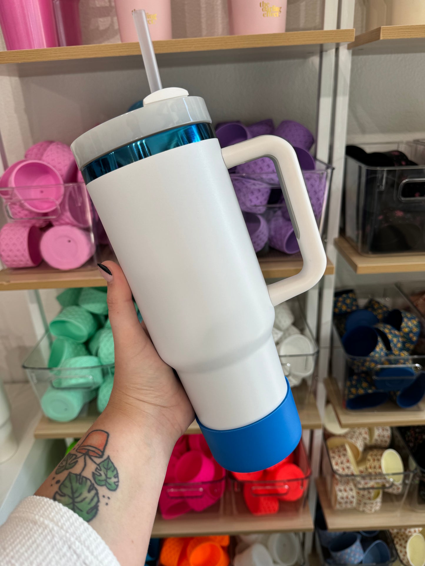 White + Blue Tumbler