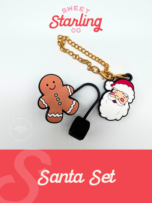 Santa Charm & Straw Topper Set