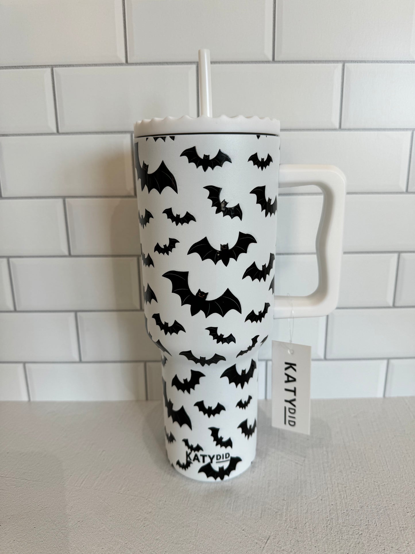 Bats Halloween Stainless Steel Tumbler: White