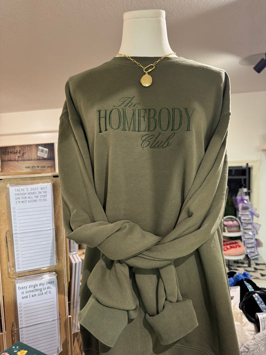 Homebody Club Embroidered Crew