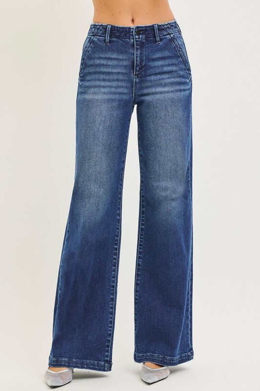 Risen Slanted Pocket Jeans