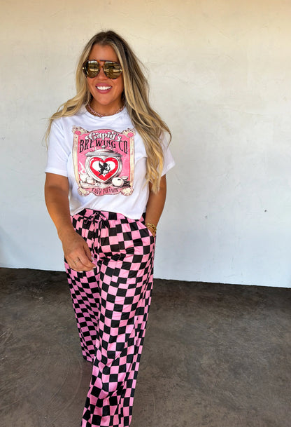 Haddie Wide Leg Pant- Checkers