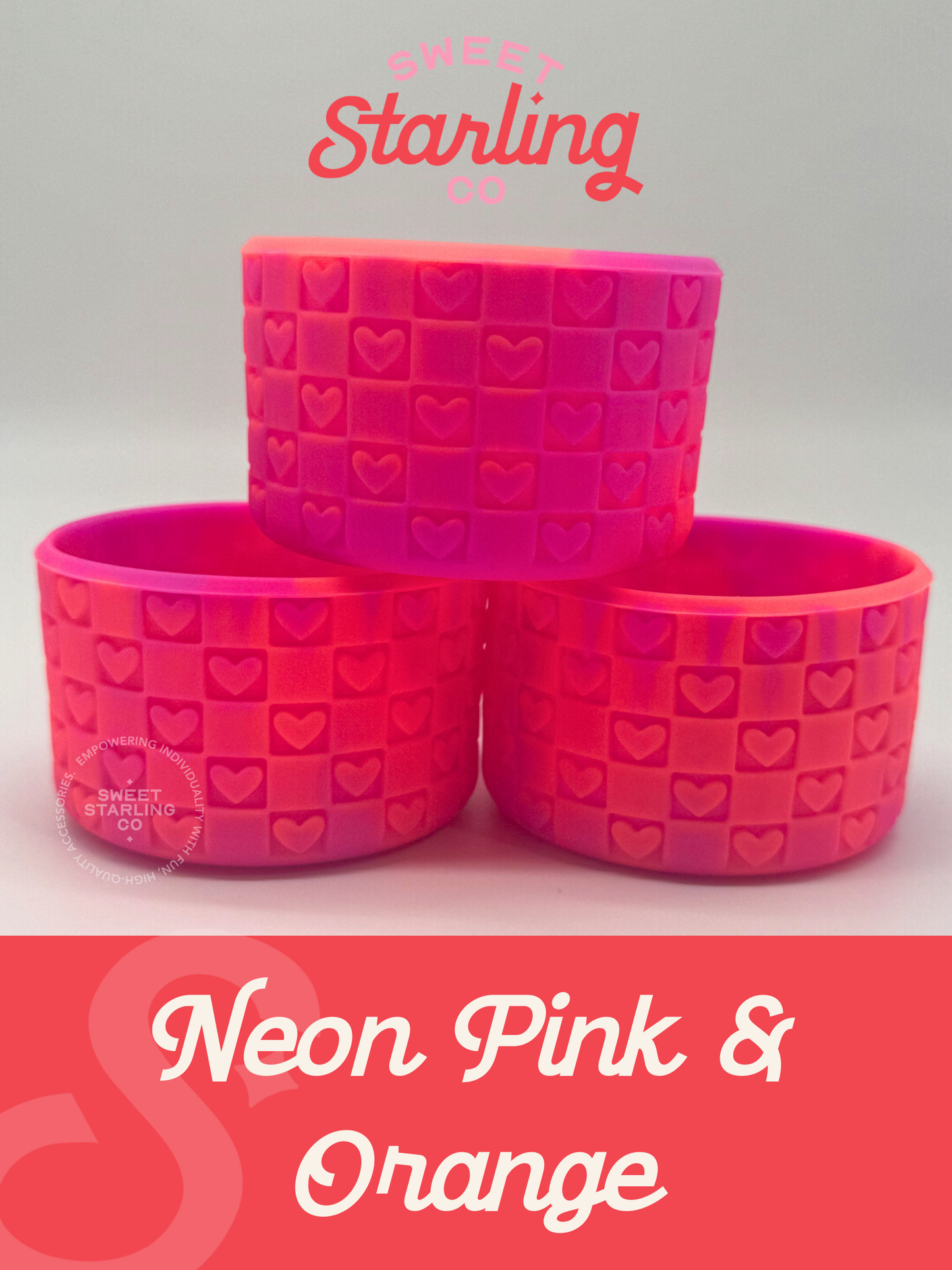 Checkered Hearts Tumbler Boots: Neon Pink & Orange